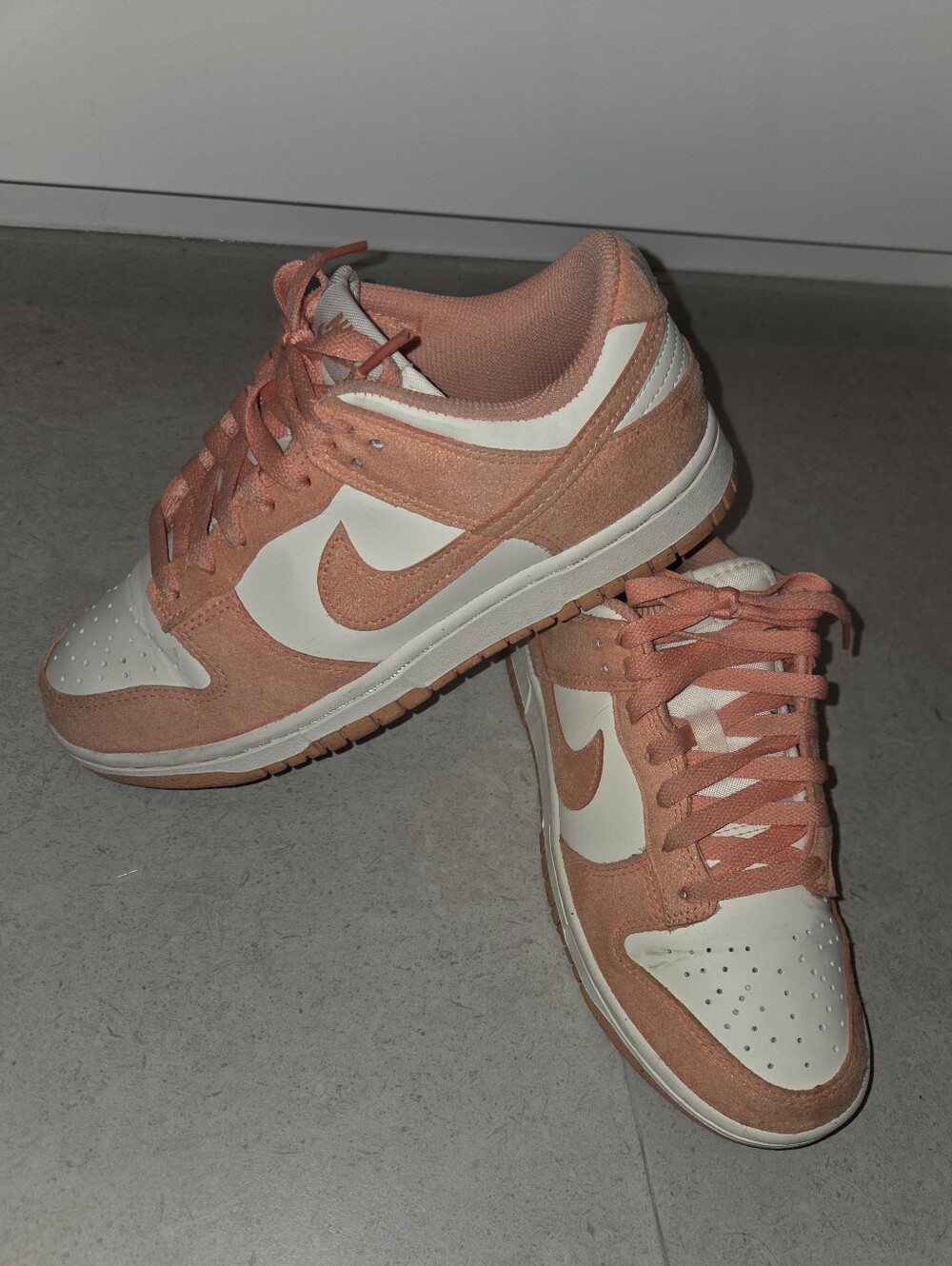 Nike Women’s Peach and White Low-Top Sneakers - Suede Swoosh